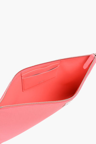 Textured Leather Pouch with Logo Detail