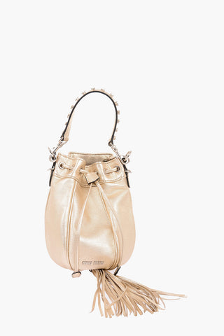 Leather Bucket Bag With Jewel Handle