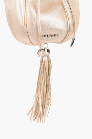 Leather Bucket Bag With Jewel Handle