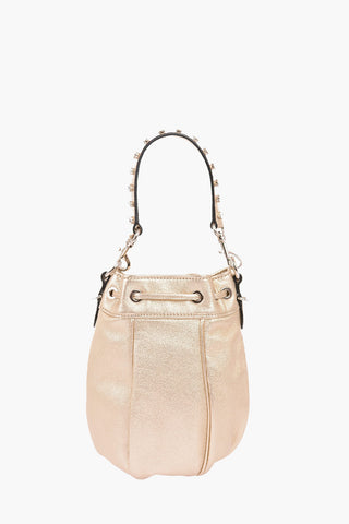 Leather Bucket Bag With Jewel Handle