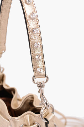 Leather Bucket Bag With Jewel Handle