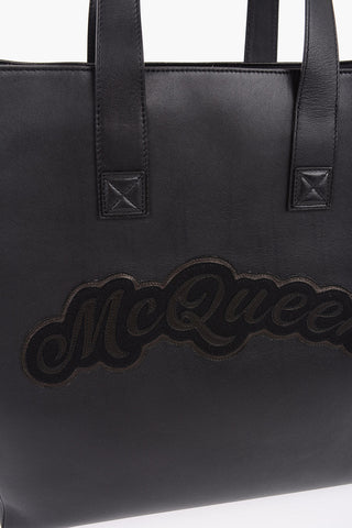 Leather Maxi Tote Bag with Suede Logo Detail
