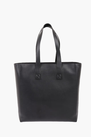 Leather Maxi Tote Bag with Suede Logo Detail