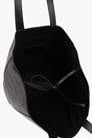 Leather Maxi Tote Bag with Suede Logo Detail