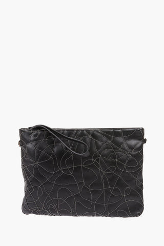 Ebroidered Leather GINA Pouch with Shoulder Strap