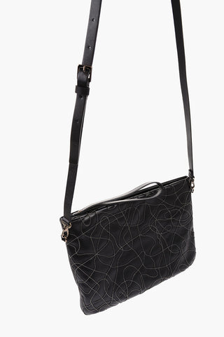 Ebroidered Leather GINA Pouch with Shoulder Strap