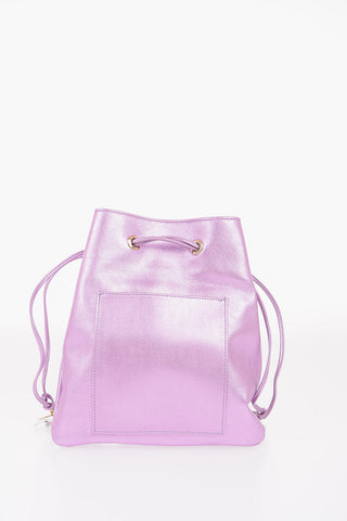Metallic Leather Jewel Bucket Bag