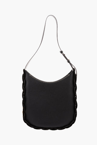 Leather Braided Trim Hobo Bag