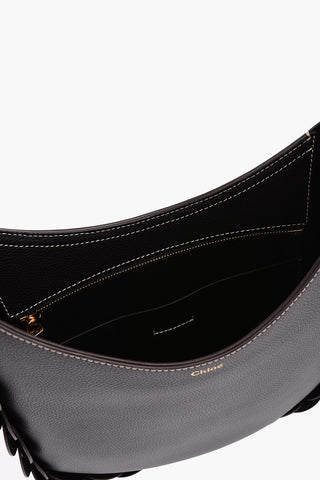 Leather Braided Trim Hobo Bag