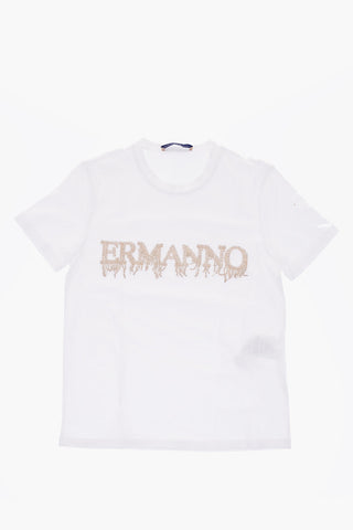 T-shirt girocollo con strass