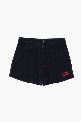 Embroidered single pleat shorts