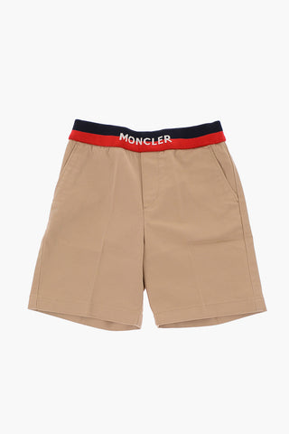stretch cotton drawstring waist bermuda shorts