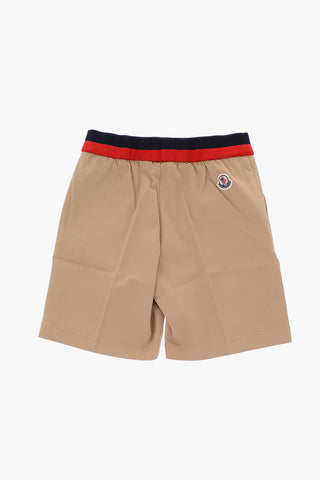 stretch cotton drawstring waist bermuda shorts