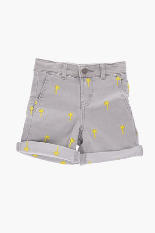 shorts in denim stretch con ricamo