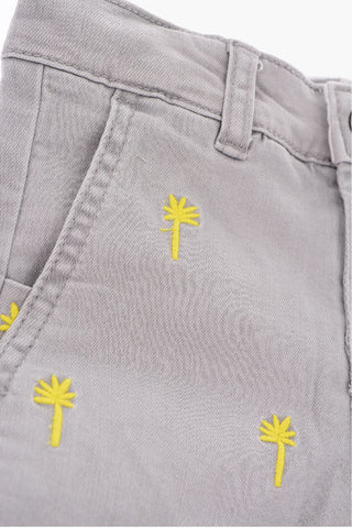 embroidered stretch denim shorts