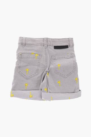 shorts in denim stretch con ricamo