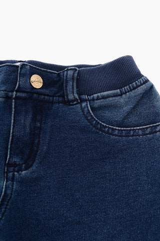 pantalone in cotone stretch con ricamo
