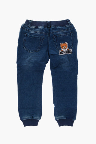 pantalone in cotone stretch con ricamo