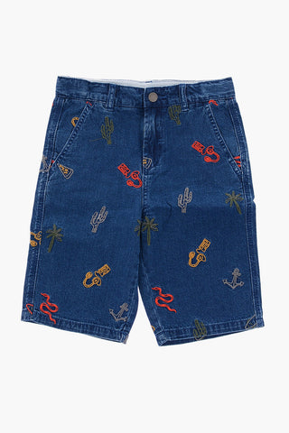 embroidered denim shorts