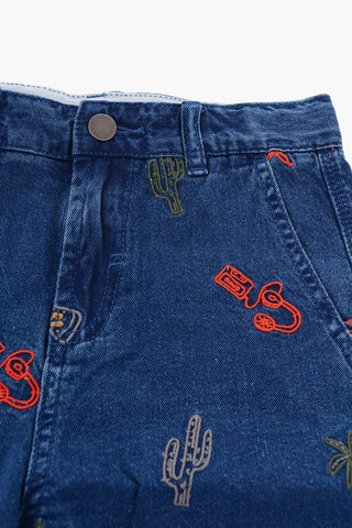 embroidered denim shorts