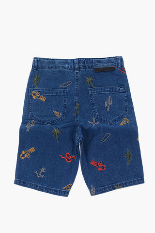 embroidered denim shorts