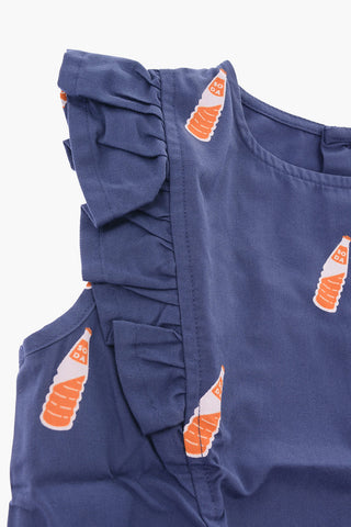 top stampato con manica increspata