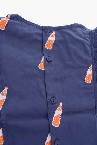 top stampato con manica increspata