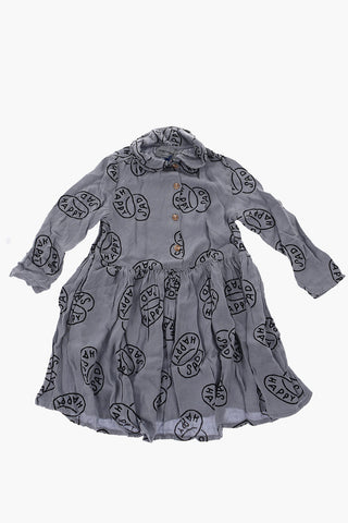printed long sleeve shirtdress