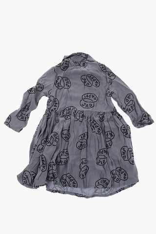 printed long sleeve shirtdress