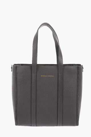 Textured Leather Shoulder Strap Tote Bag