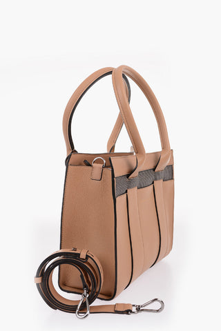 Leather Tote Bag with Jewel Detail