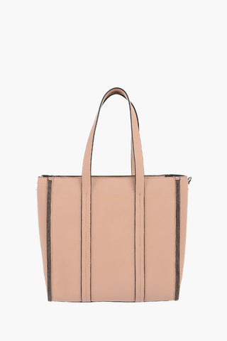 Textured Leather Shoulder Strap Tote Bag