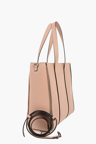 Textured Leather Shoulder Strap Tote Bag