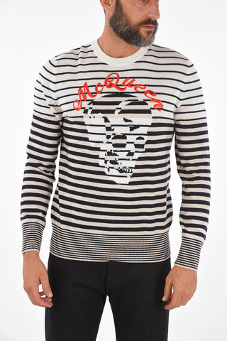 Striped SKULL Crewneck Sweater