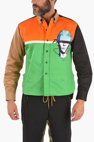 Color Block Button Down Shirt