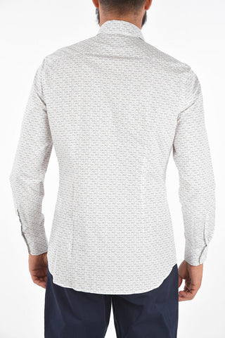 Micro Airplane Printed Spread Collar Shirt