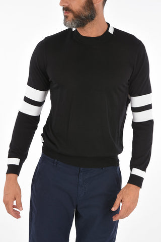 Crewneck Sweater with Contrasting Bands