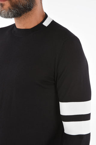 Crewneck Sweater with Contrasting Bands