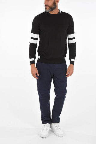 Crewneck Sweater with Contrasting Bands