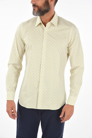Micro Fruit Printed Spread Collar Shirt