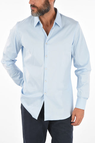 Stretchy Cotton Spread Collar Shirt
