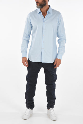 Stretchy Cotton Spread Collar Shirt