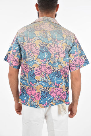 Faded Floral Printed Short Sleeve Shirt