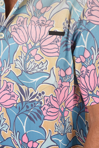 Faded Floral Printed Short Sleeve Shirt
