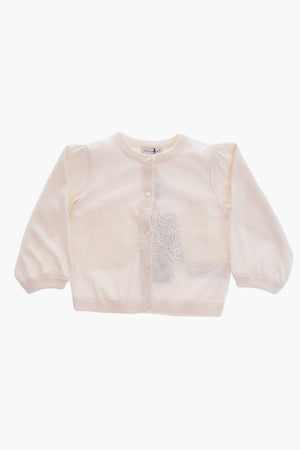 crew-neck cardigan with lace details