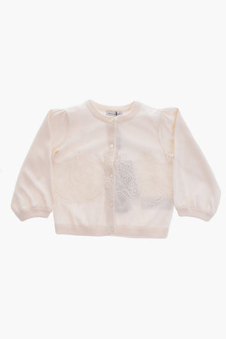 crew-neck cardigan with lace details