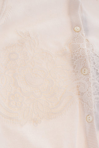 crew-neck cardigan with lace details