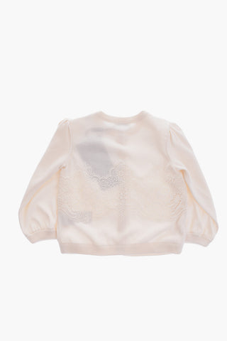 crew-neck cardigan with lace details