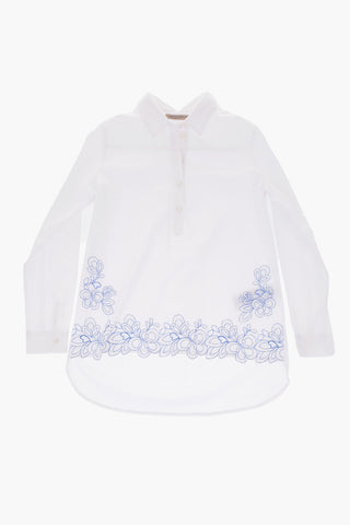 Embroidered long sleeve shirtdress