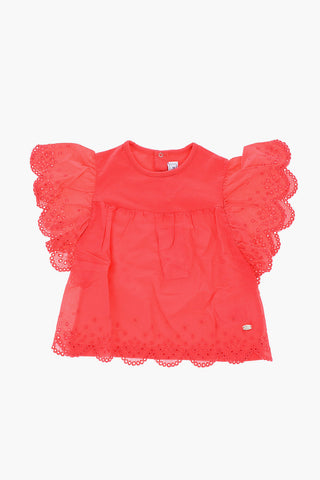 Short sleeve crew-neck blouse